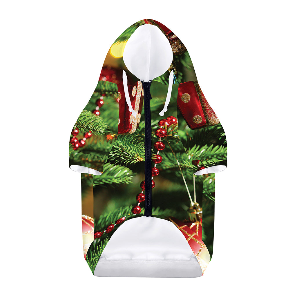 Xmas Tree Print Dog Zip Up Hoodie