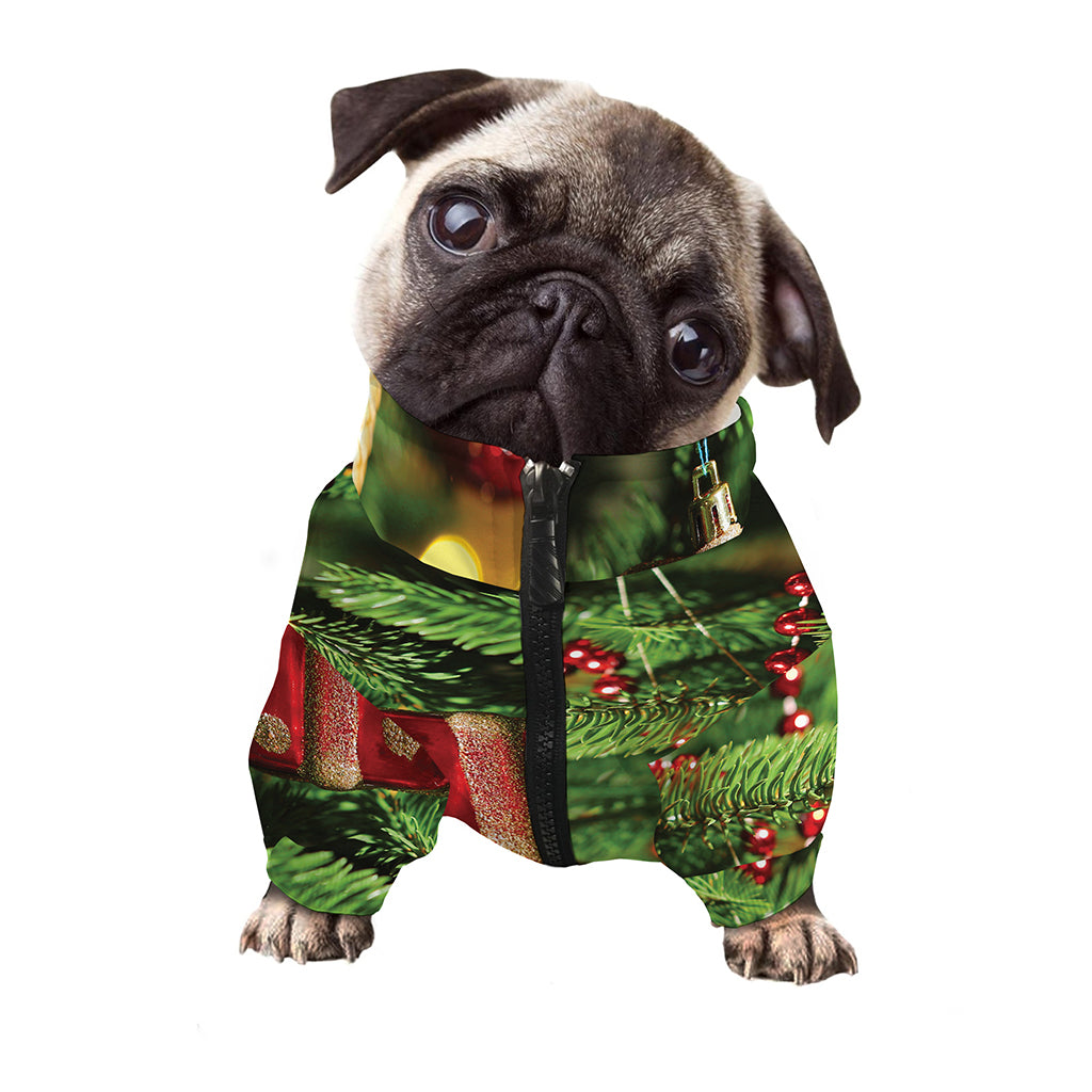 Xmas Tree Print Dog Zip Up Jacket