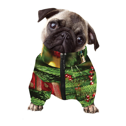 Xmas Tree Print Dog Zip Up Jacket