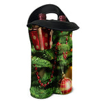 Xmas Tree Print Double Neoprene Wine Tote