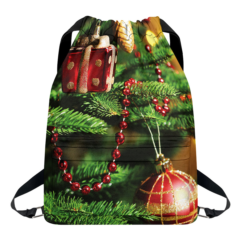 Xmas Tree Print Drawstring Backpack