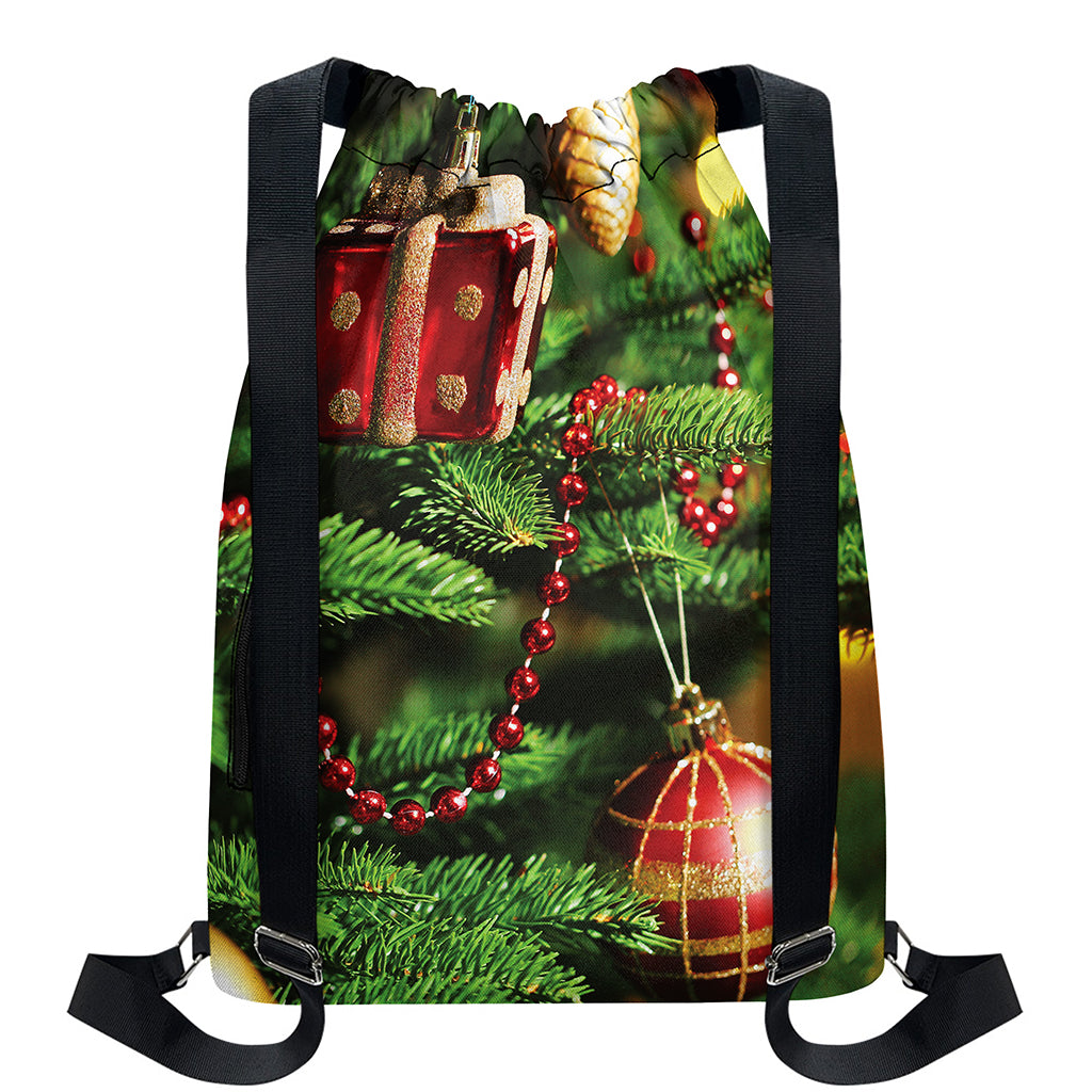 Xmas Tree Print Drawstring Backpack