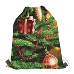 Xmas Tree Print Drawstring Bag