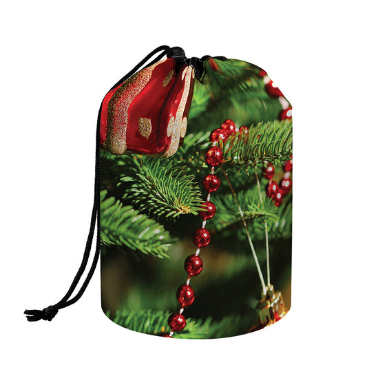 Xmas Tree Print Drawstring Makeup Bag