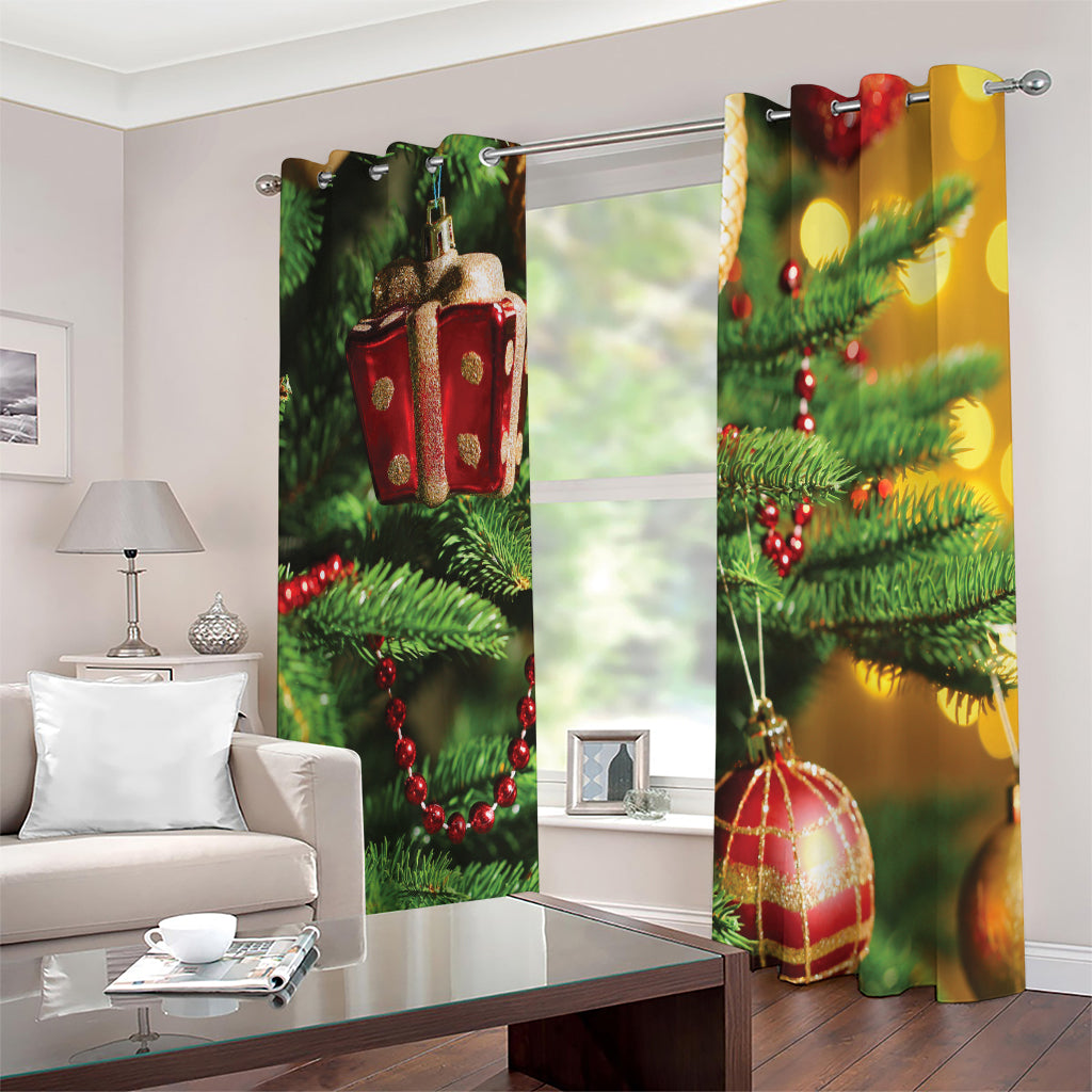 Xmas Tree Print Extra Wide Grommet Curtains