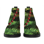 Xmas Tree Print Flat Ankle Boots