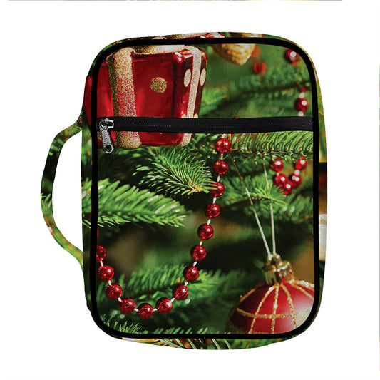 Xmas Tree Print Front Pocket Bible Bag
