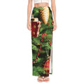 Xmas Tree Print High Slit Maxi Skirt