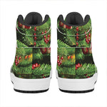 Xmas Tree Print High Top Leather Sneakers