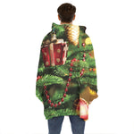 Xmas Tree Print Hoodie Blanket