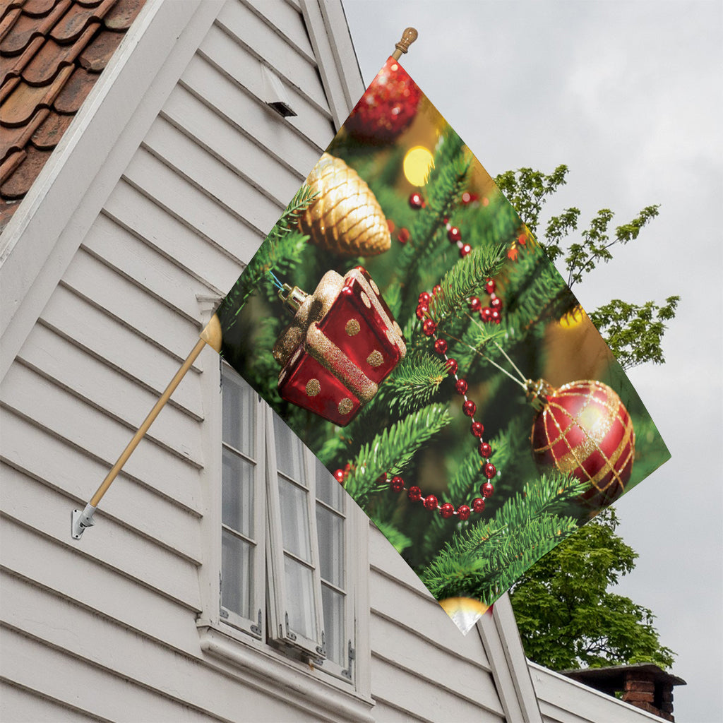 Xmas Tree Print House Flag