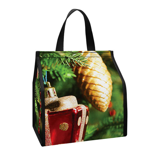 Xmas Tree Print Insulated Lunch Tote