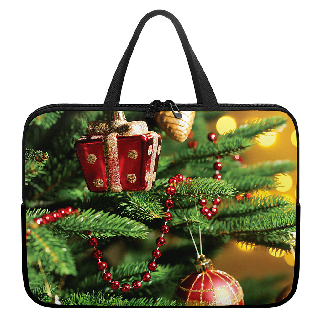 Xmas Tree Print Laptop Sleeve With Handle
