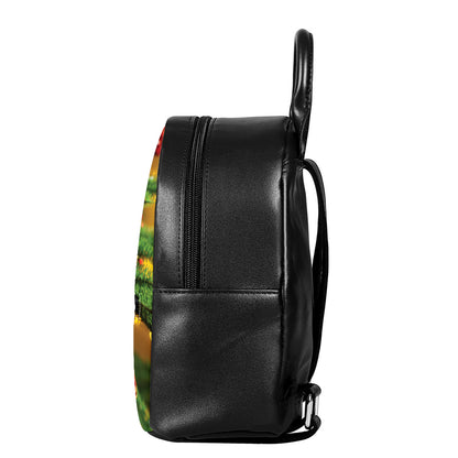 Xmas Tree Print Leather Backpack
