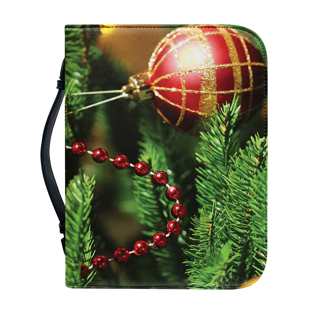 Xmas Tree Print Leather Bible Cover