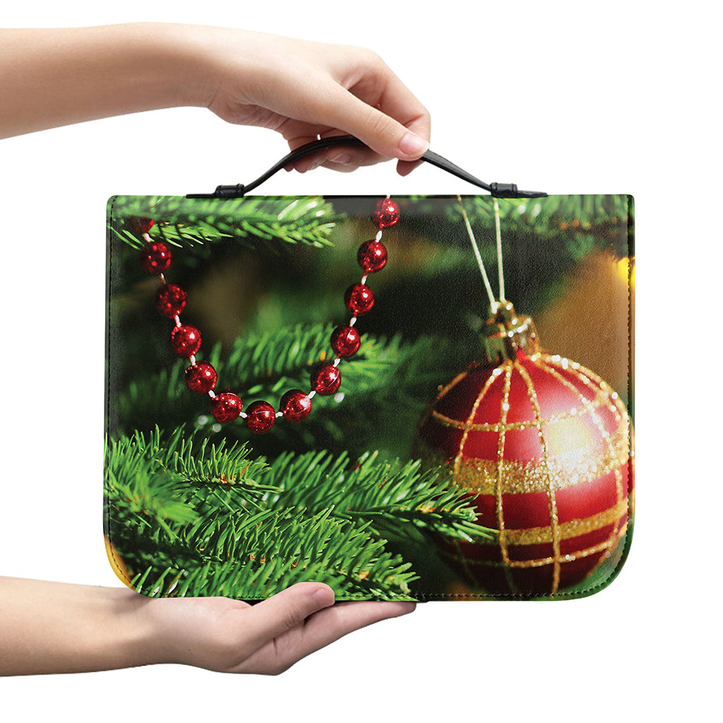 Xmas Tree Print Leather Bible Cover