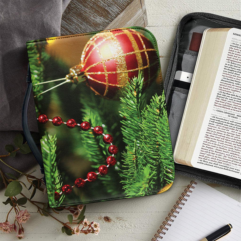 Xmas Tree Print Leather Bible Cover
