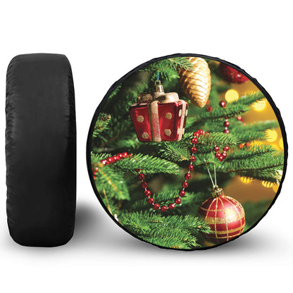 Xmas Tree Print Leather Spare Tire Cover