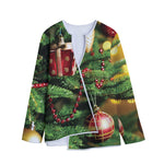 Xmas Tree Print Long Sleeve Short Coat