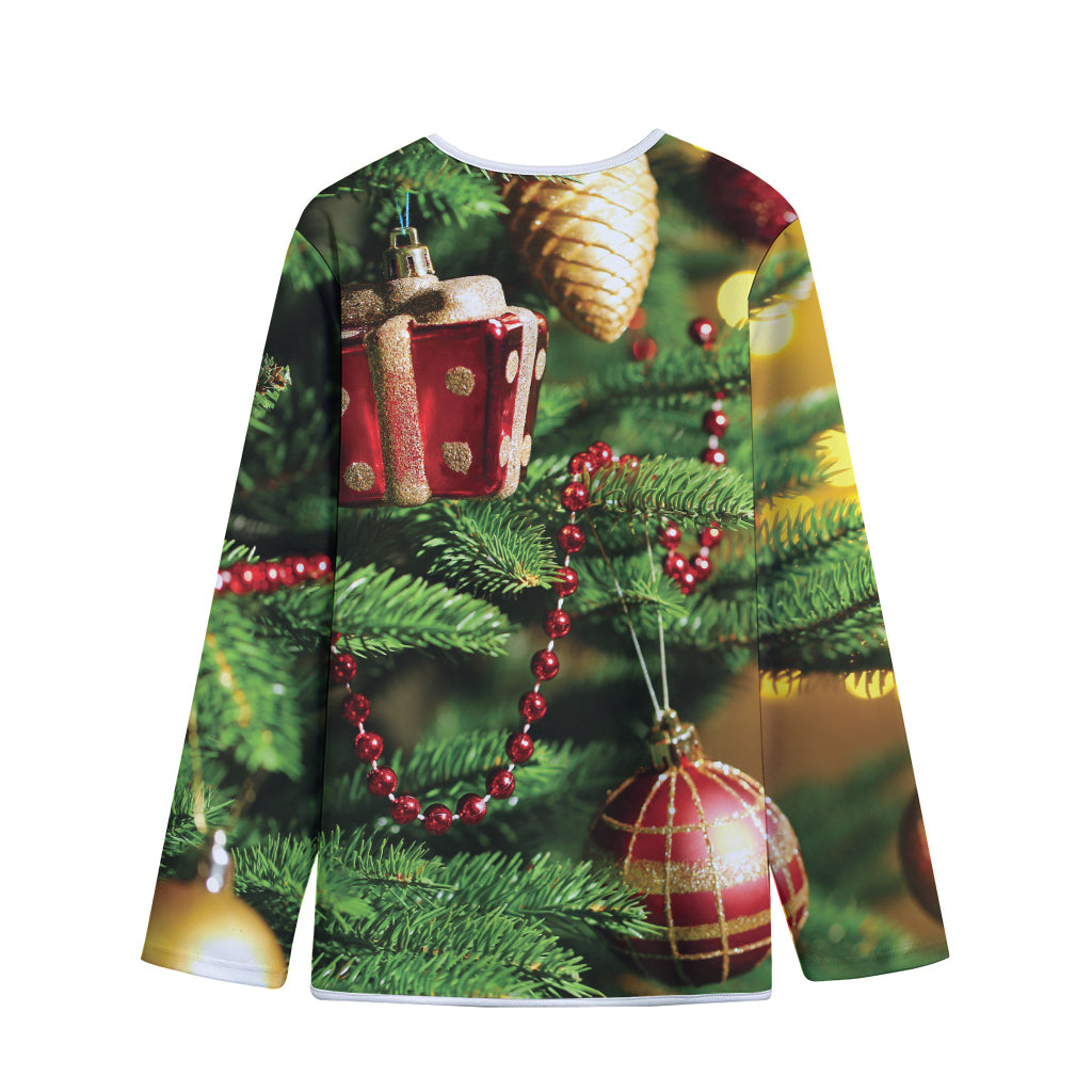 Xmas Tree Print Long Sleeve Short Coat