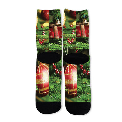 Xmas Tree Print Long Socks