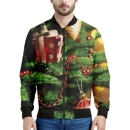 Xmas Tree Print Men's Bomber Jacket