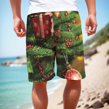 Xmas Tree Print Men's Cargo Shorts