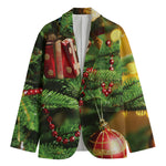 Xmas Tree Print Men's Cotton Blazer