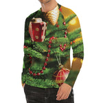 Xmas Tree Print Men's Long Sleeve Rash Guard