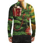 Xmas Tree Print Men's Long Sleeve Rash Guard