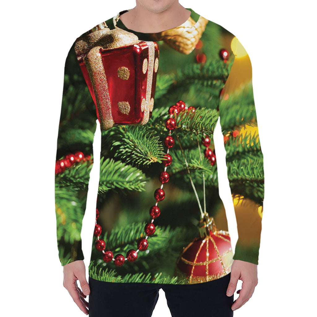 Xmas Tree Print Men's Long Sleeve T-Shirt