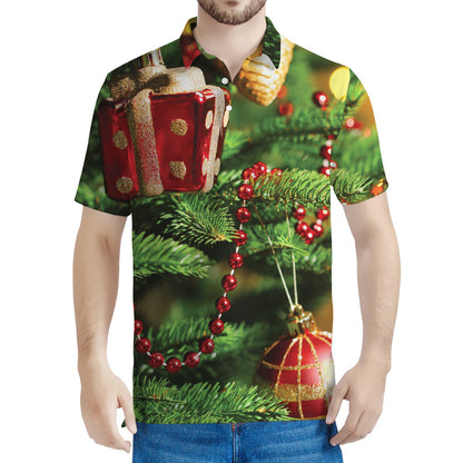 Xmas Tree Print Men's Polo Shirt