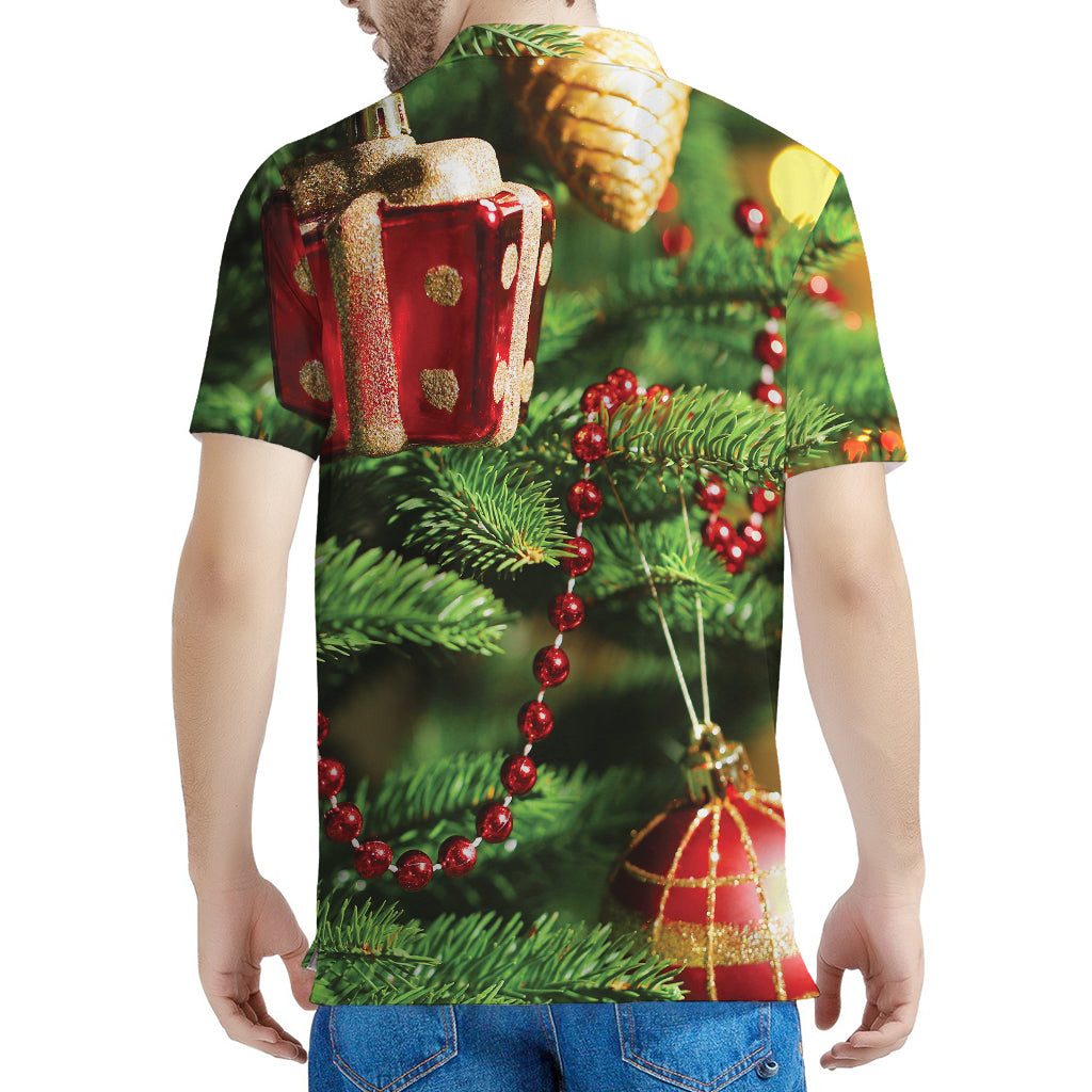 Xmas Tree Print Men's Polo Shirt
