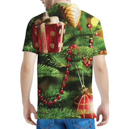 Xmas Tree Print Men's Polo Shirt