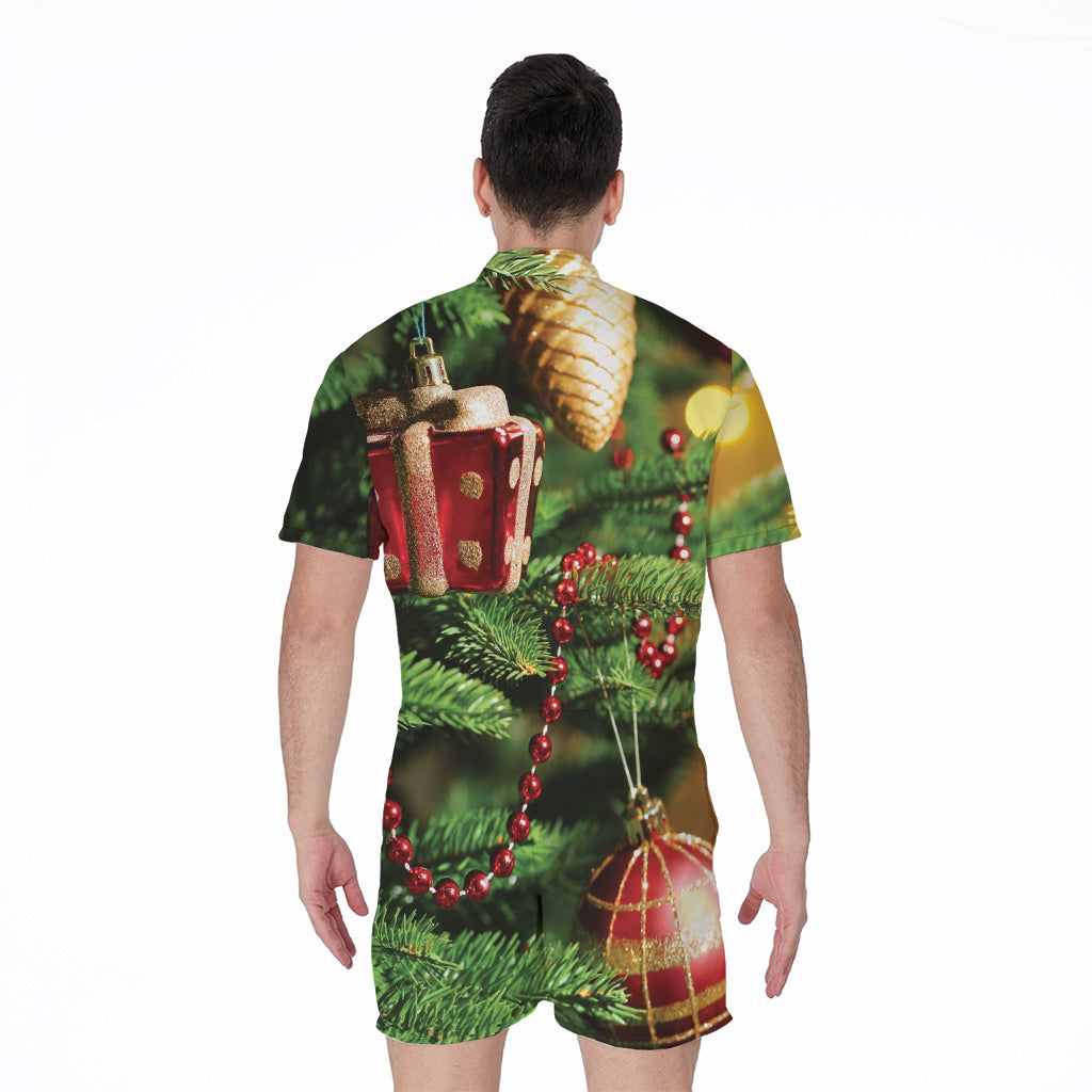 Xmas Tree Print Men's Rompers