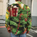 Xmas Tree Print Men's Shirt Jacket