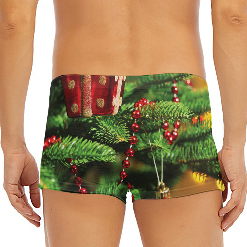 Xmas Tree Print Men's Short Boxer Briefs