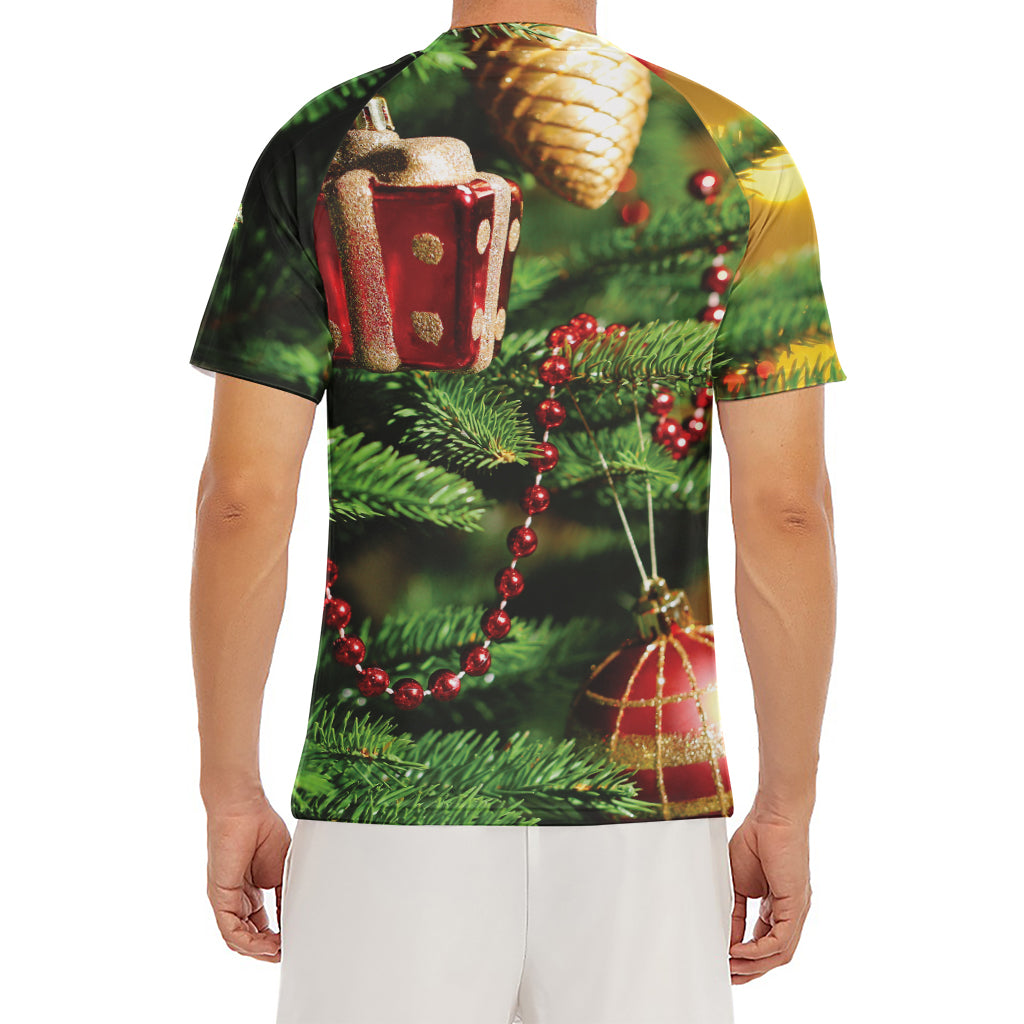 Xmas Tree Print Men's Short Sleeve Rash Guard