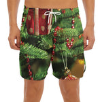 Xmas Tree Print Men's Split Running Shorts