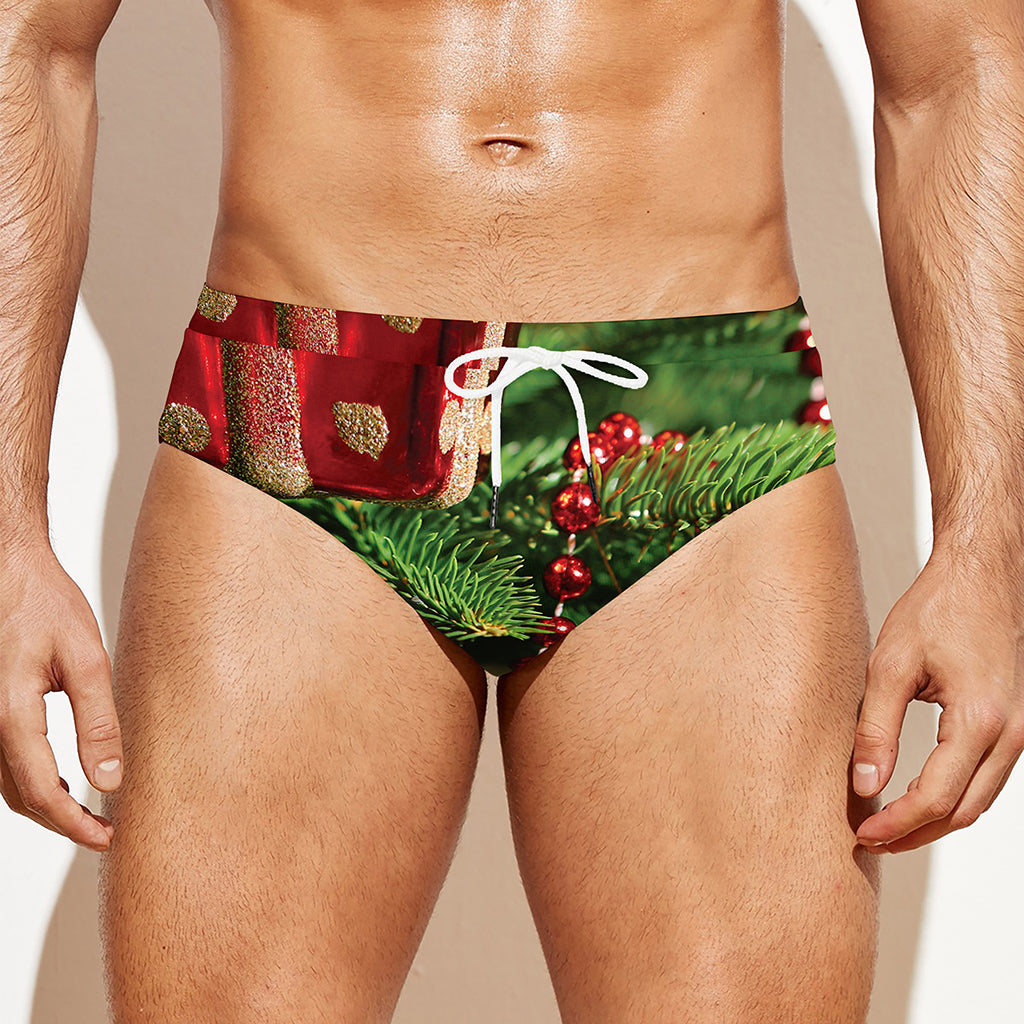 Xmas Tree Print Men's Swim Briefs
