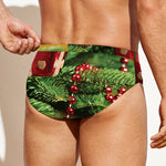 Xmas Tree Print Men's Swim Briefs