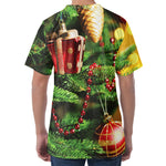 Xmas Tree Print Men's Velvet T-Shirt