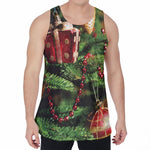 Xmas Tree Print Men's Velvet Tank Top
