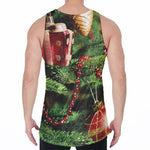 Xmas Tree Print Men's Velvet Tank Top