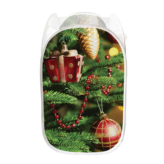 Xmas Tree Print Mesh Laundry Hamper
