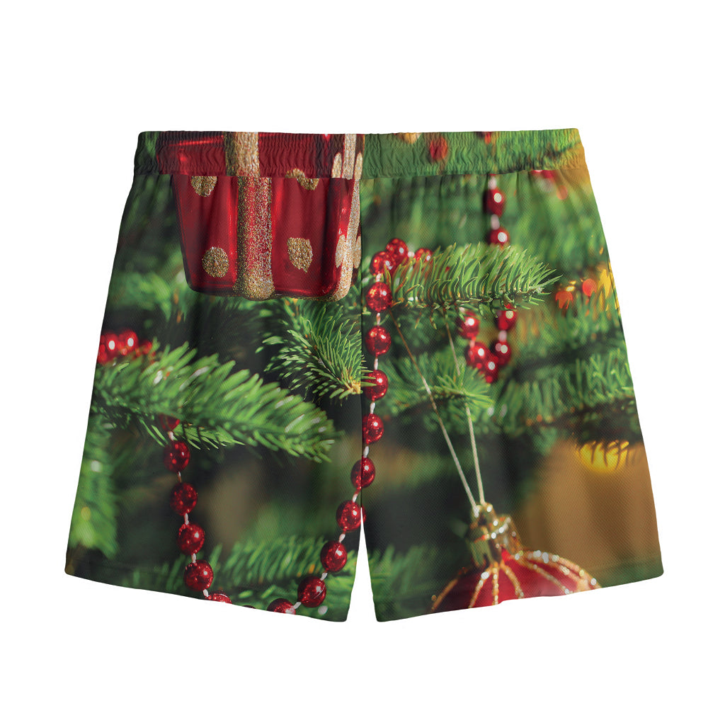 Xmas Tree Print Mesh Shorts
