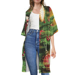 Xmas Tree Print Open Front Beach Cover Up