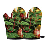 Xmas Tree Print Oven Mitts