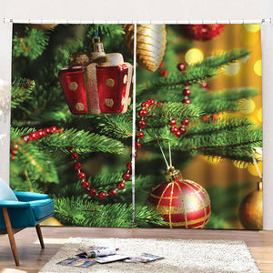 Xmas Tree Print Pencil Pleat Curtains