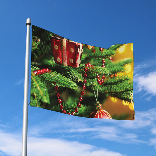 Xmas Tree Print Polyester Flag